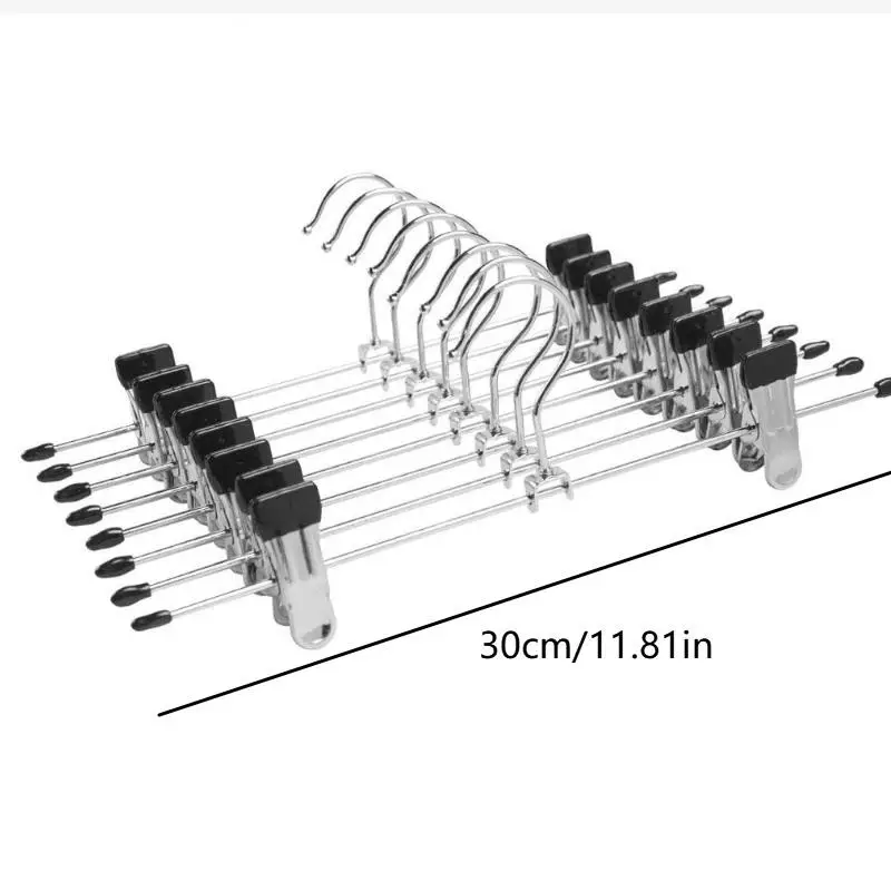 5개입 30cm 금속 방풍 옷걸이, 옷, 바지, 코트용 미끄럼 방지 건조 옷걸이, 조절 가능한 클립 포함, 옷장 수납 랙
