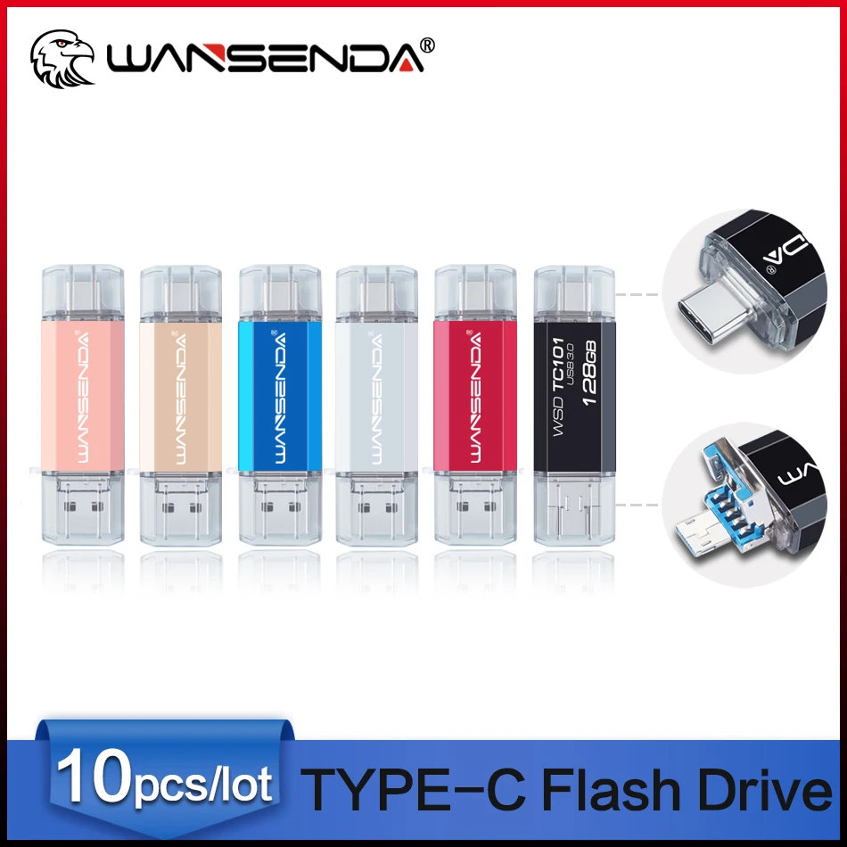 commercio-all'ingrosso-10-pz-lotto-wansenda-usb-flash-drive-tipo-c-microusb-stick-30-pendrive-256gb-128gb-64gb-32gb-disco-di-memoria-ad-alta-velocita