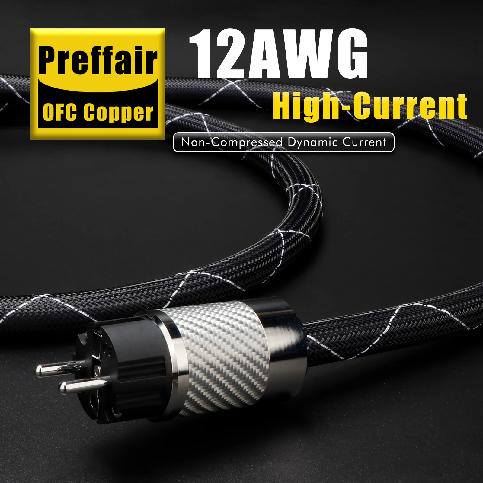하이파이 전원 케이블 OCC 은도금 FI-E50 FI-50 (R) 플러그 카본 파이버 로듐 도금 EU/US C15 플러그 오디오 전원 코드