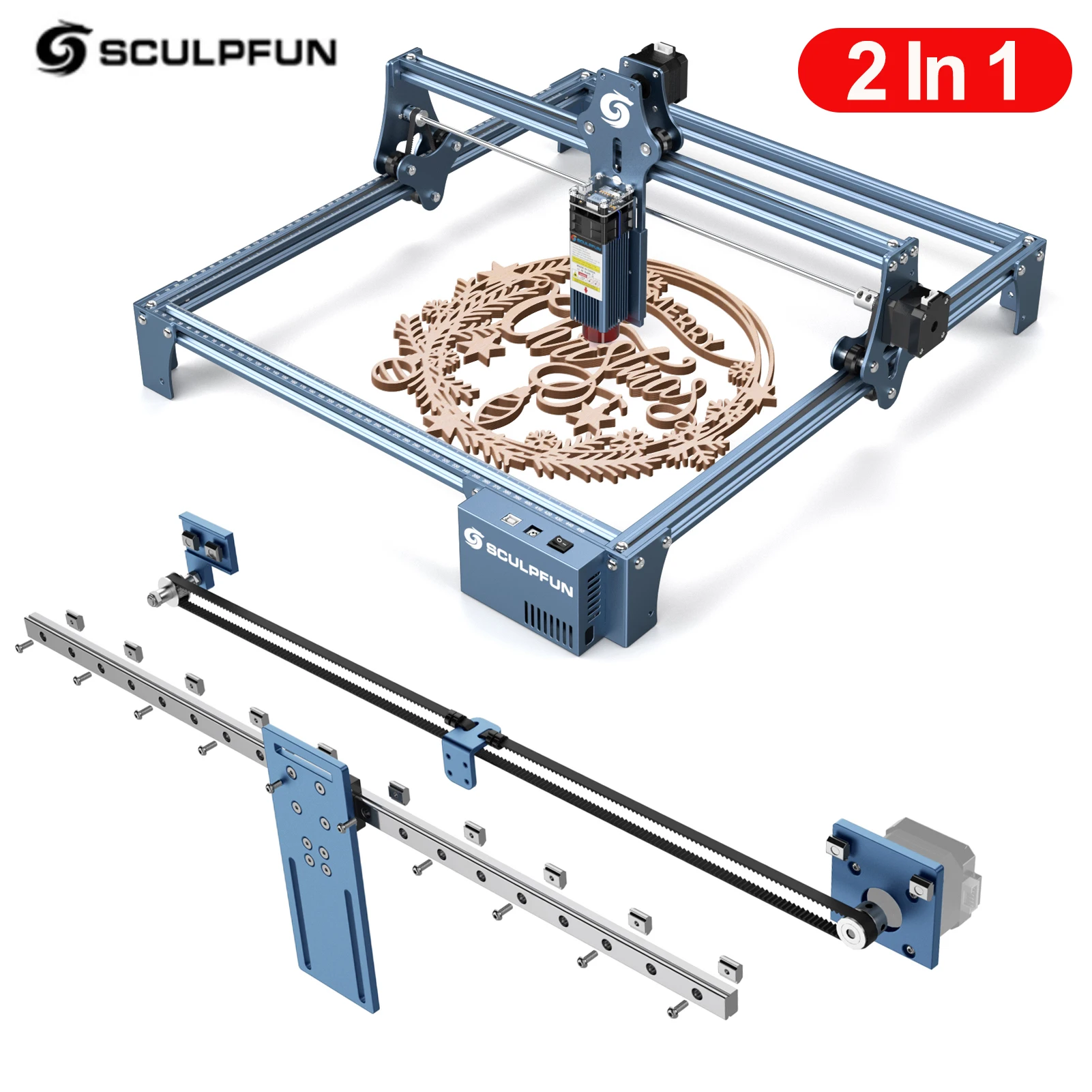Линейный направляющий лазерный гравировальный станок SCULPFUN S9 ультратонкий луч