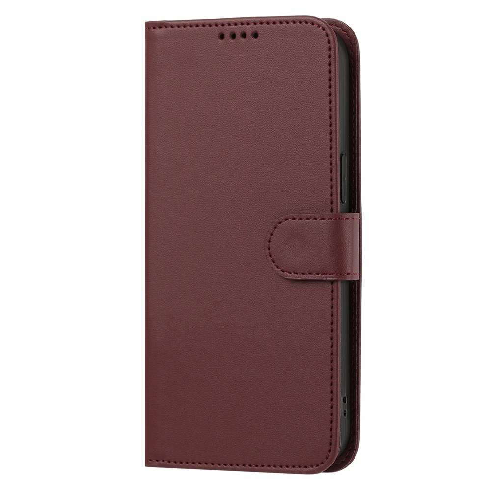 Luxury Solid Color Magnetic Flip Leather Wallet Phone Case with Stand Function