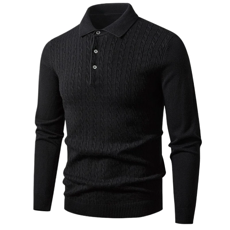 Animal Game Outdoor Mens Polo Sweater V Neck Long Knitwear Button Ribbed Casual Dress Pullover Sweaters Cold Blouse Lapel Tops