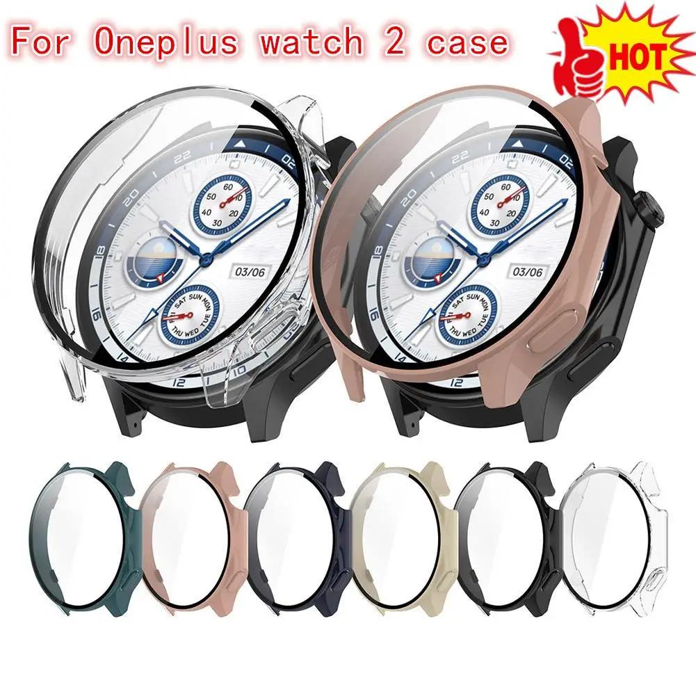 

Hard Shell Glass Screen Protector Film Smartwatch Frame Case For OPPO Watch X / OnePlus Watch 2 Bumper Cover Smart Accessories
