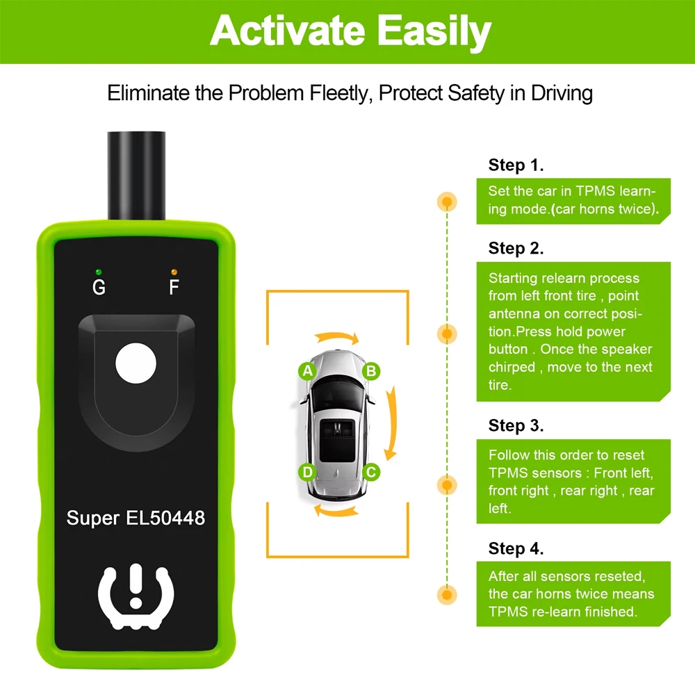 Car TPMS 2 IN 1 Super EL50448 Relearn Tool Auto Tire Pressure Monitor System Activation Tool for Ford Opel GMC Buick Chevy