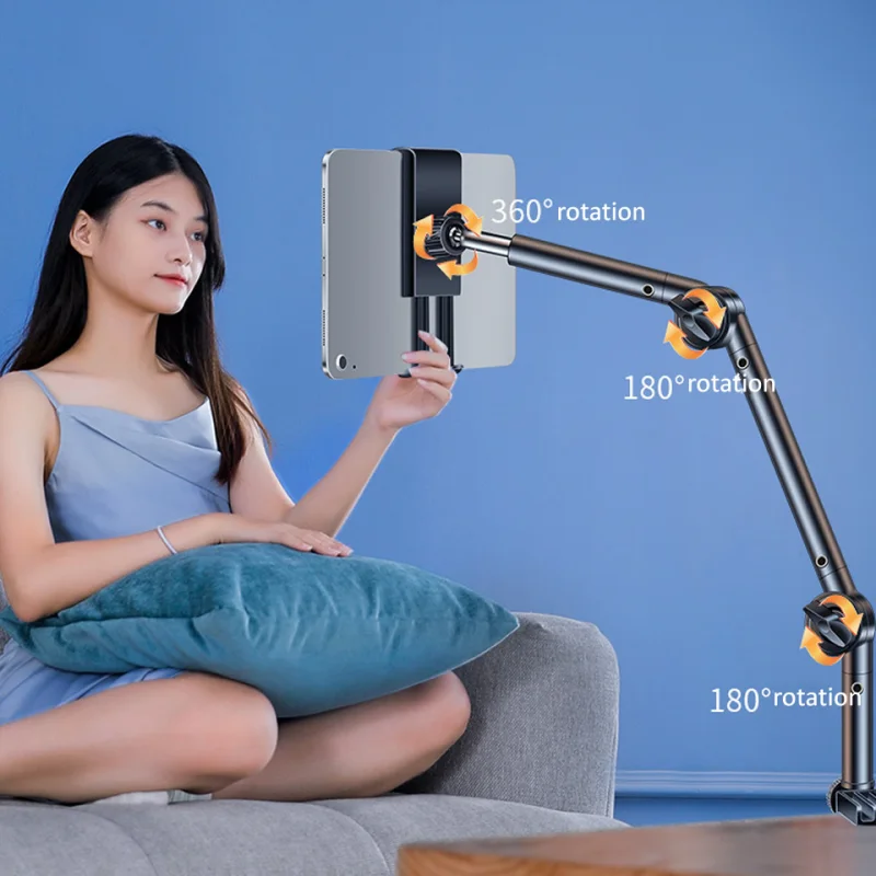 Desk Alloy Long Arm Tablet Bracket Adjustable Foldable Tablet Stand Support Flexible Folding Holder IPad Pro Pad Accessories tablet stand tablet holder