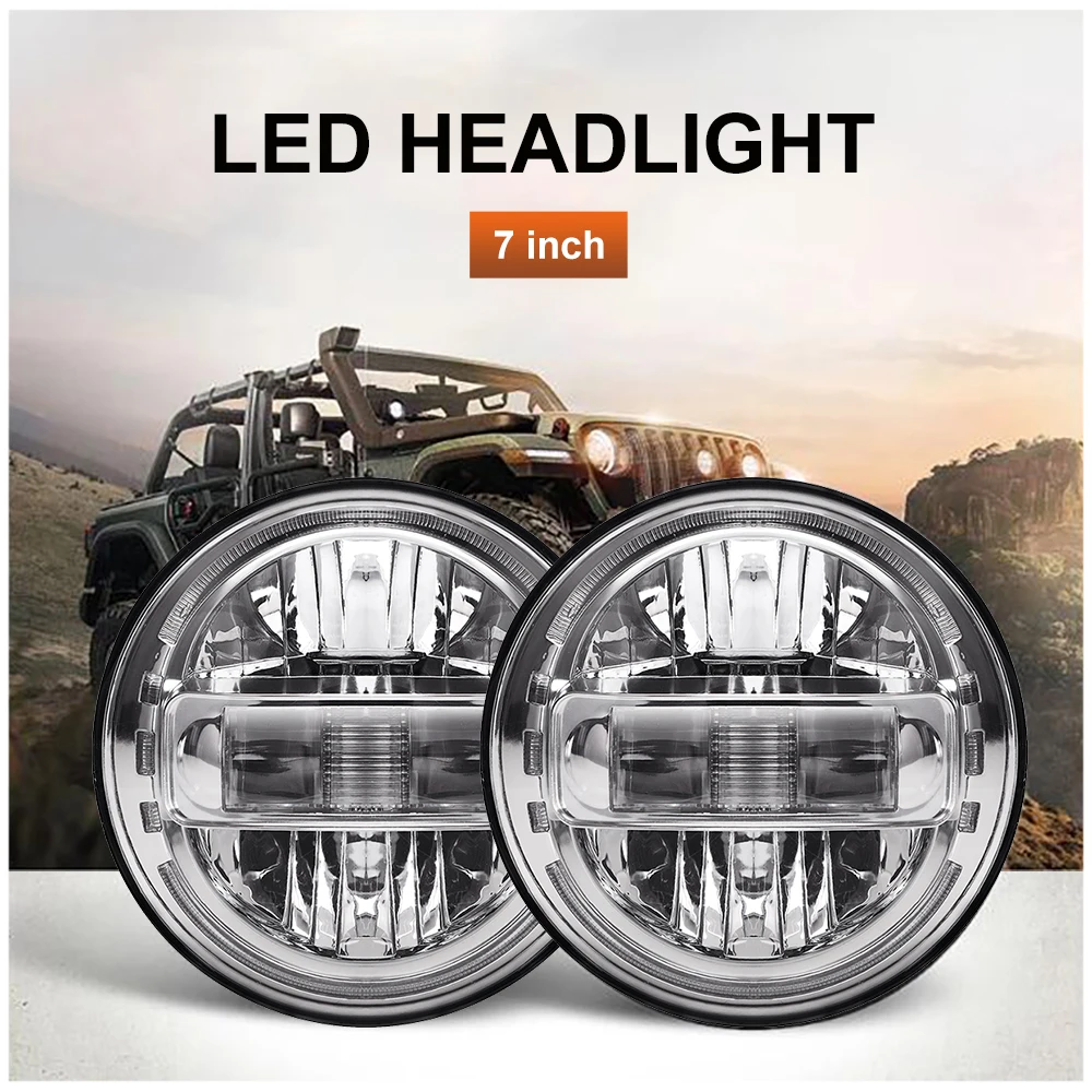 7inch Led Headlight For Jeep Wrangler JK Off Road Assembly Lada Niva 4x4 Headlig