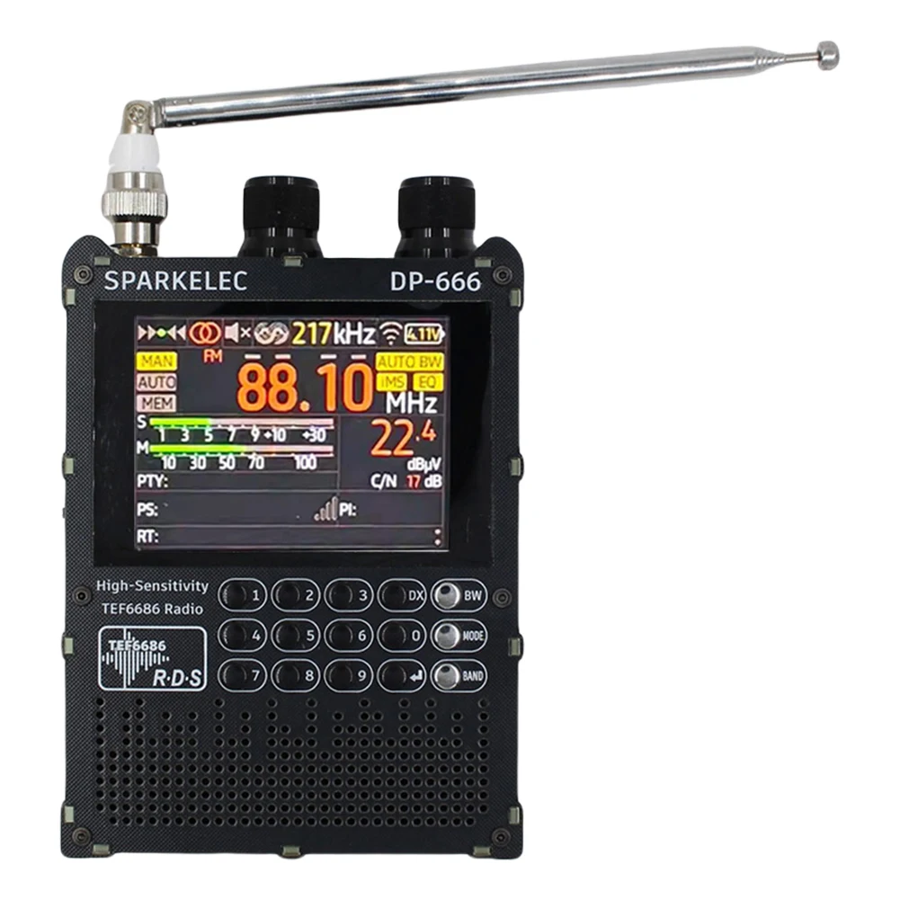 thumbnail image 2 of DP-666 TEF6686 Full Band Radio, FM AM Shortwave Radio RDS, 2.8 Inch Resistive Touch LCD Color Screen, Portable High Sensitivity Travel Radio(Yellow 2 of 14