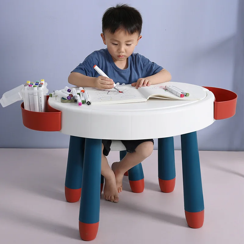 Kindergarten table and chair set children baby eating toys plastic small table home student writing class study kid desk