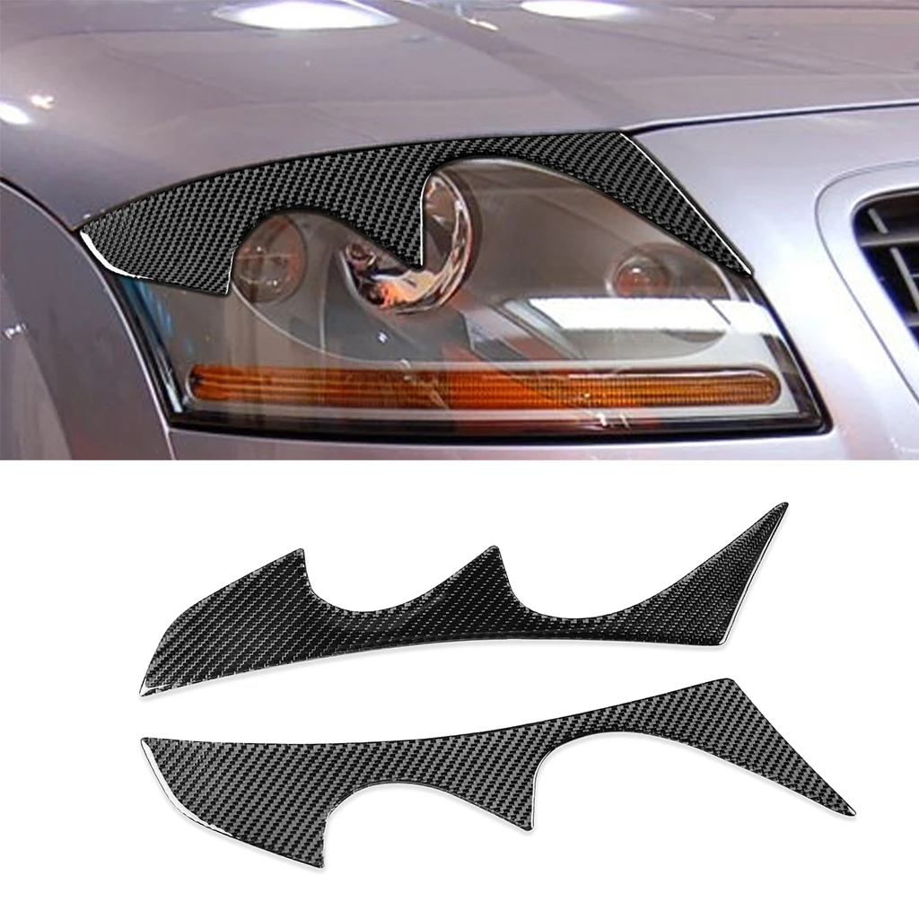

2 Pcs Carbon Fiber Car Headlights Eyebrow Eyelids Trim Cover For Audi TT Mk1 1998-2006 Car Stickers Eyelids Trim Cover
