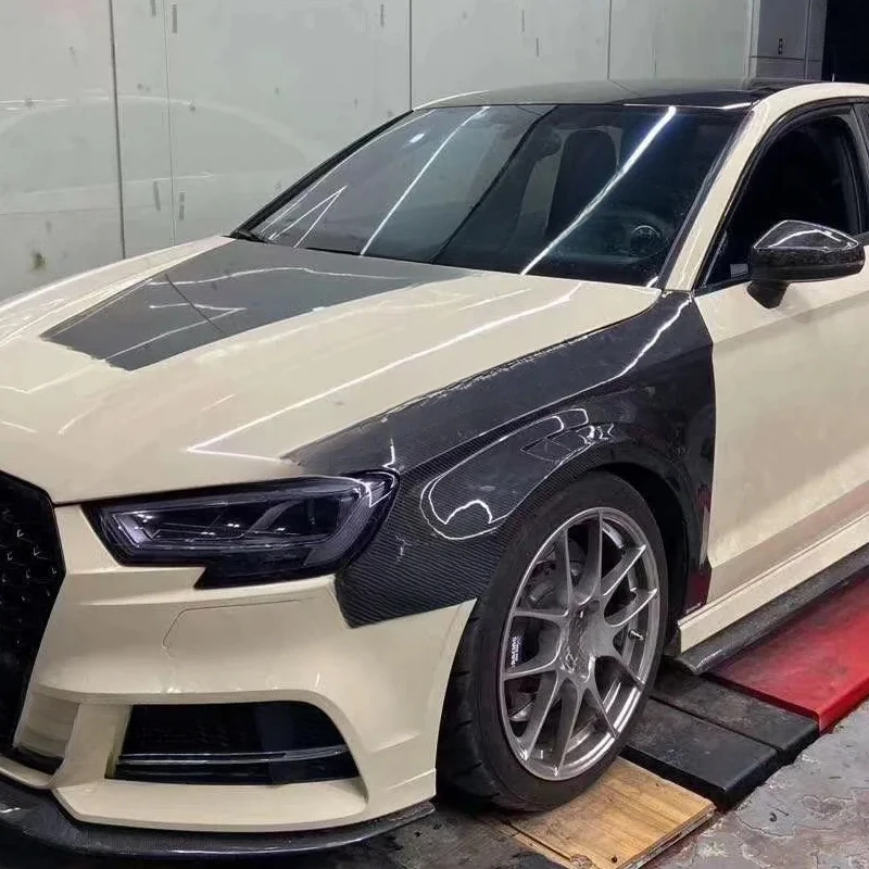 카본 파이버 사이드 A3 S3 8V 2018, 자동차 외부 업그레이드 부품