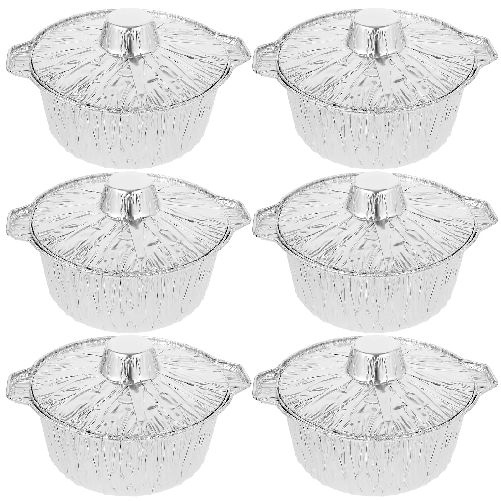 

Aluminum Round Foil Pan 6Pcs Disposable Food Container Lid Pie Tin Tart Pan Plates Baking Foil Pan Tinfoil Camping Pot Prepping