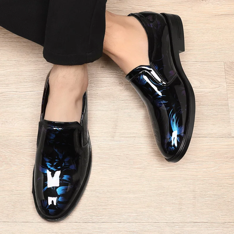 202 New Leather Shoes for Men Floral Pattern Men's Formal Shoes Luxury Business Oxford Male Office Wedding Flats Mocassin Homme 3