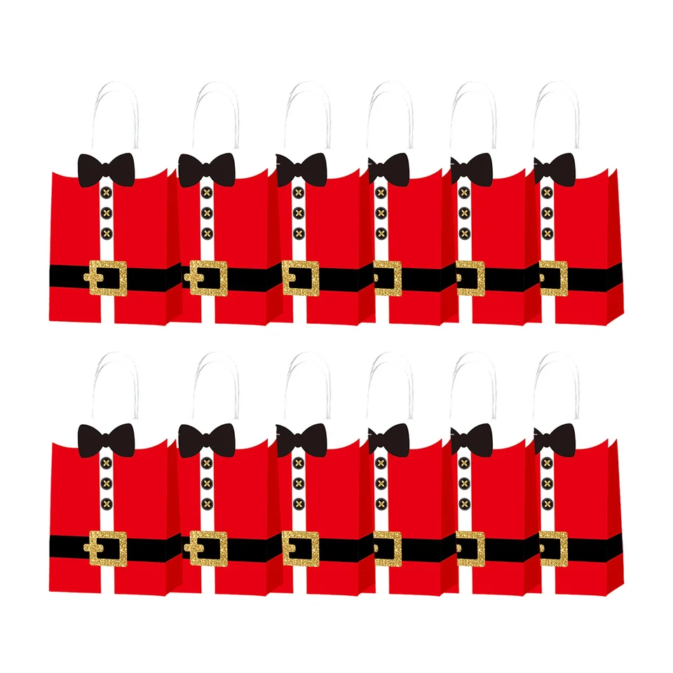 Christmas Gift Bags with Santa Claus Prints Set