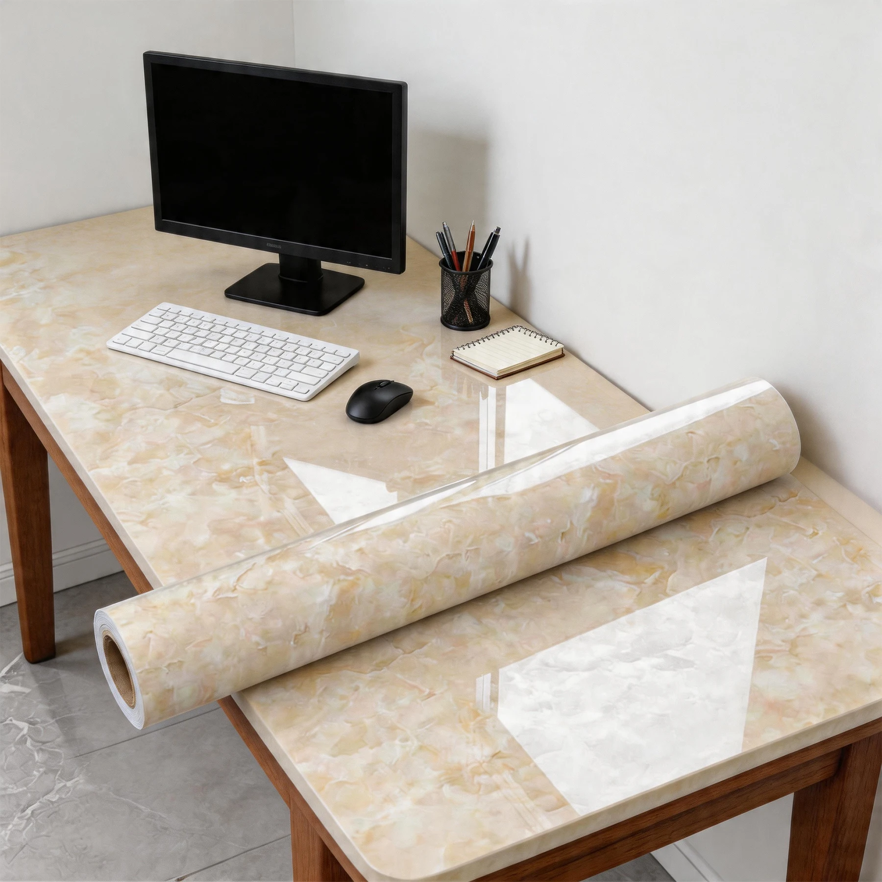 55cm Width Marble  PVC Wallpaper for Door Wardrobe Cupboard Table Furniture Waterproof Self Adhesive Stickers Home Decor Film