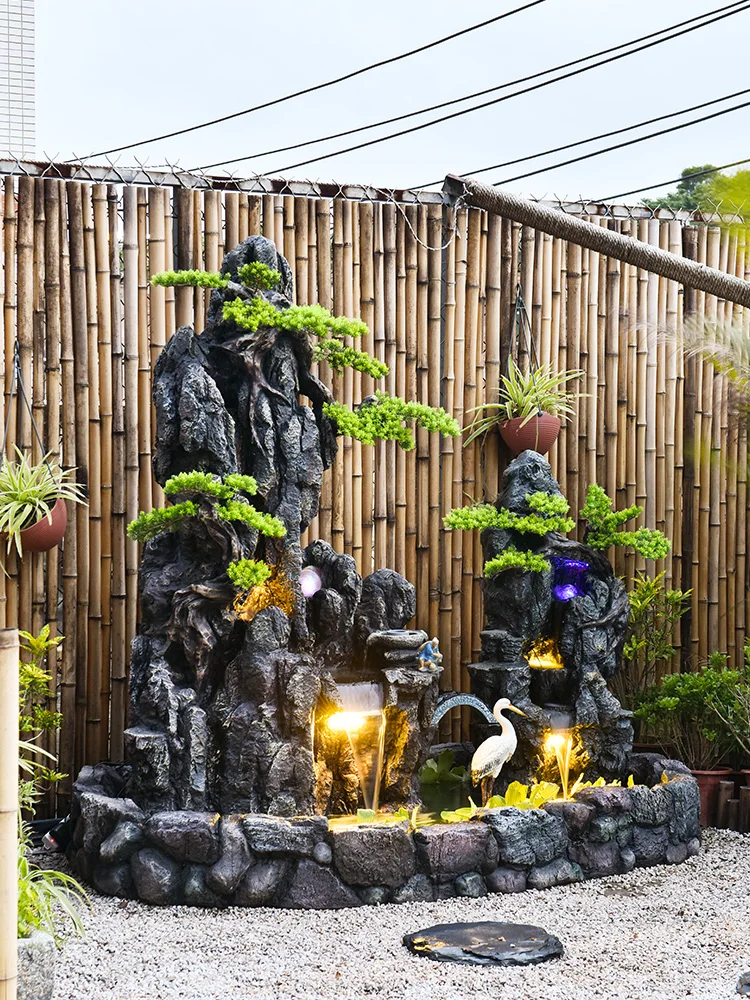 

Garden super-large rockery decoration lucky mountain running water fountain fish pond living room courtyard Feng Shui wheel