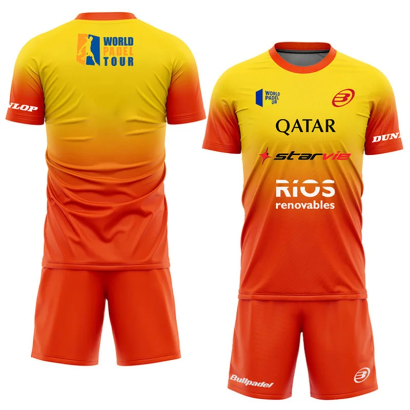 New Men's Padel Tennis Training Suit Premium Gradient Padel Shorts and T-Shirt Set Summer Quick Drying Sportswear Two-piece Set 5