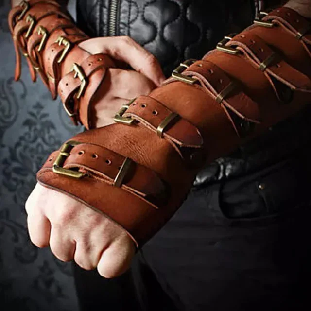 Rock Guard Faux Leather Armor Medieval Gauntlets Wristband Guards