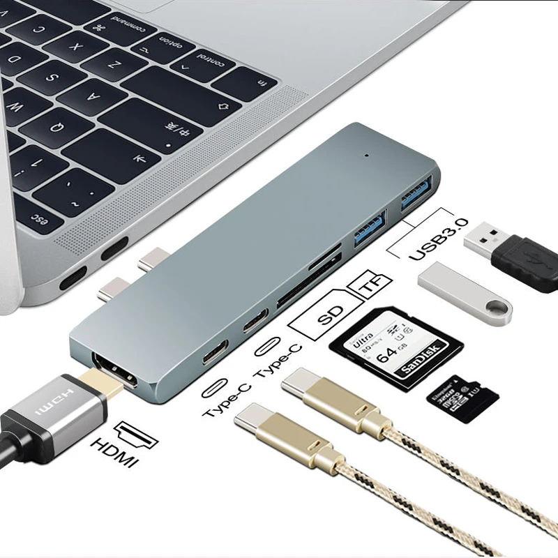 operatør Hæl Asser USB C Hub for MacBook Pro/Air 2020 2019 2018, Dongle Adapter 7 in 1 USB C  Adapter MacBook Pro Accessories with 4K HDMI| | - AliExpress