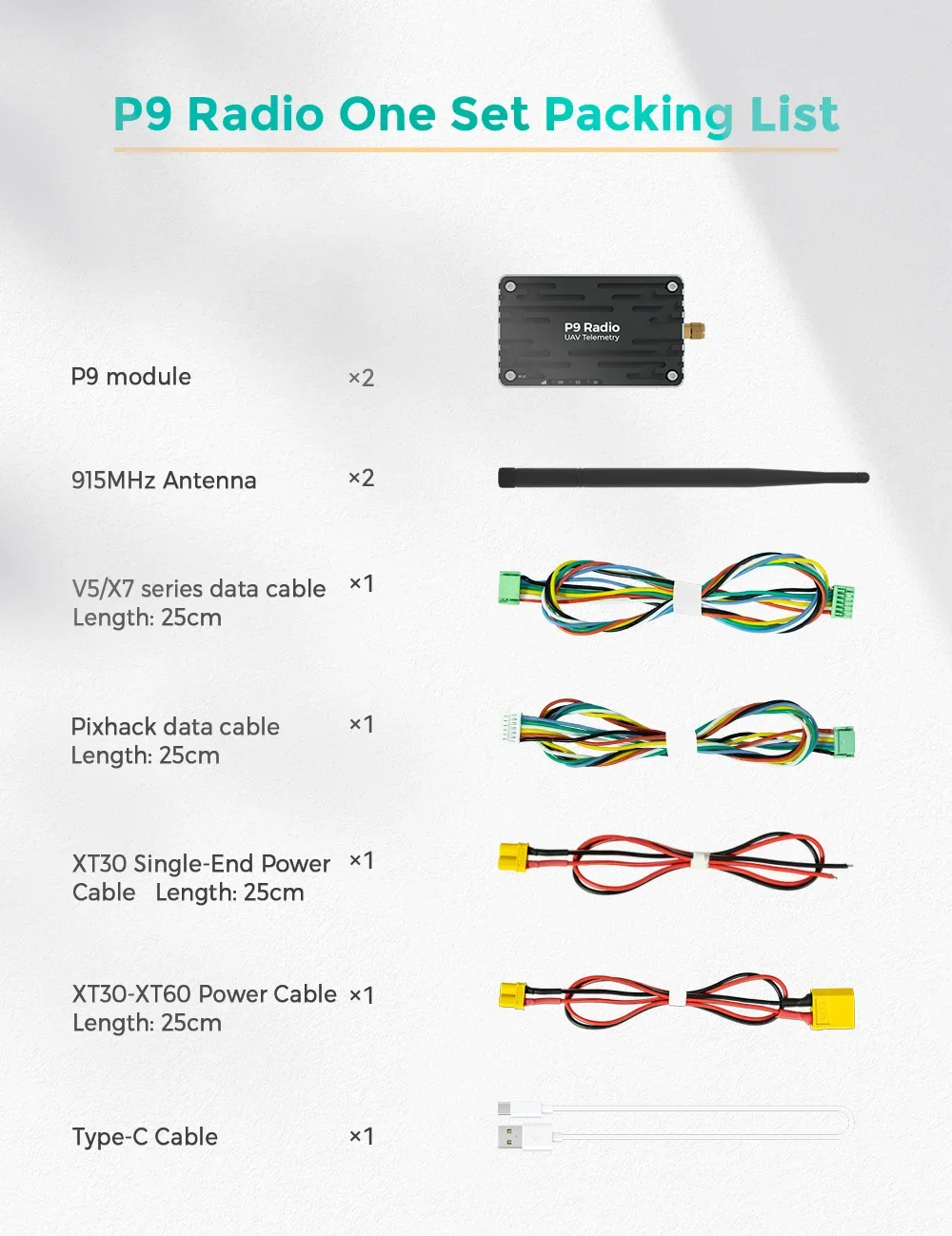 Lot Radio Commande P9 Drone : Set Radio + Unités Sol/Sky