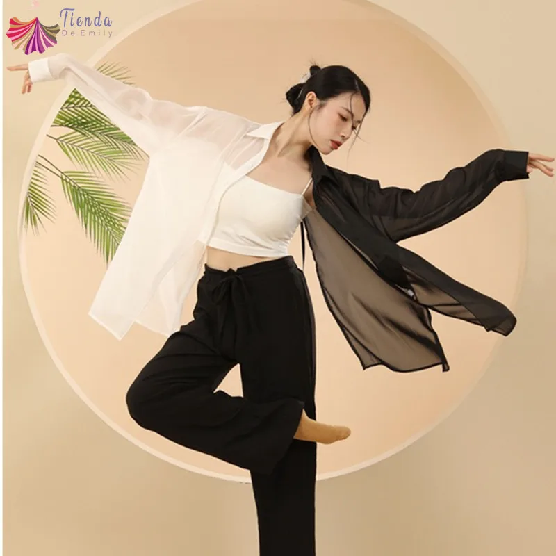 

Свободная шифоновая рубашка, классические дизайнерские костюмы для современных танцев контрастных цветов, сексуальные летние костюмы для взрослых с разрезом на спине