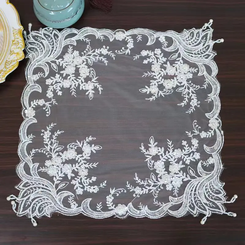 

Europe sequin flowers Embroidery table cloth cover kitchen Christmas wedding tablecloth dining Table decoration and accessories