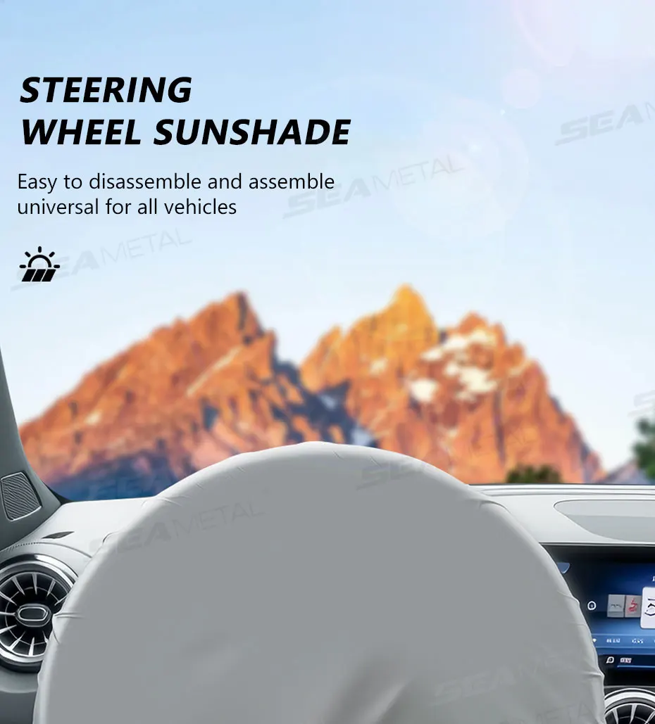 BLALION Universeller Auto-Lenkrad-Sonnenschutz Silberbeschichteter Stoff Sonnenschutz Hitzeschutz Auto-Innenausstattung Zubehör – Detail 1