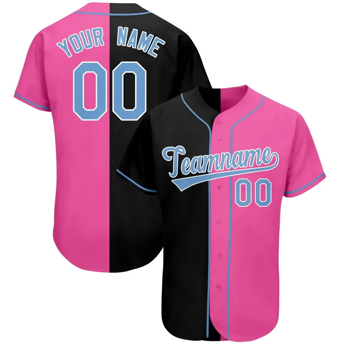 Baseball Jersey Print Team Name and Number Breathable Button-Up Casuall Soft Sportswear for Adults/Kids Any Colour