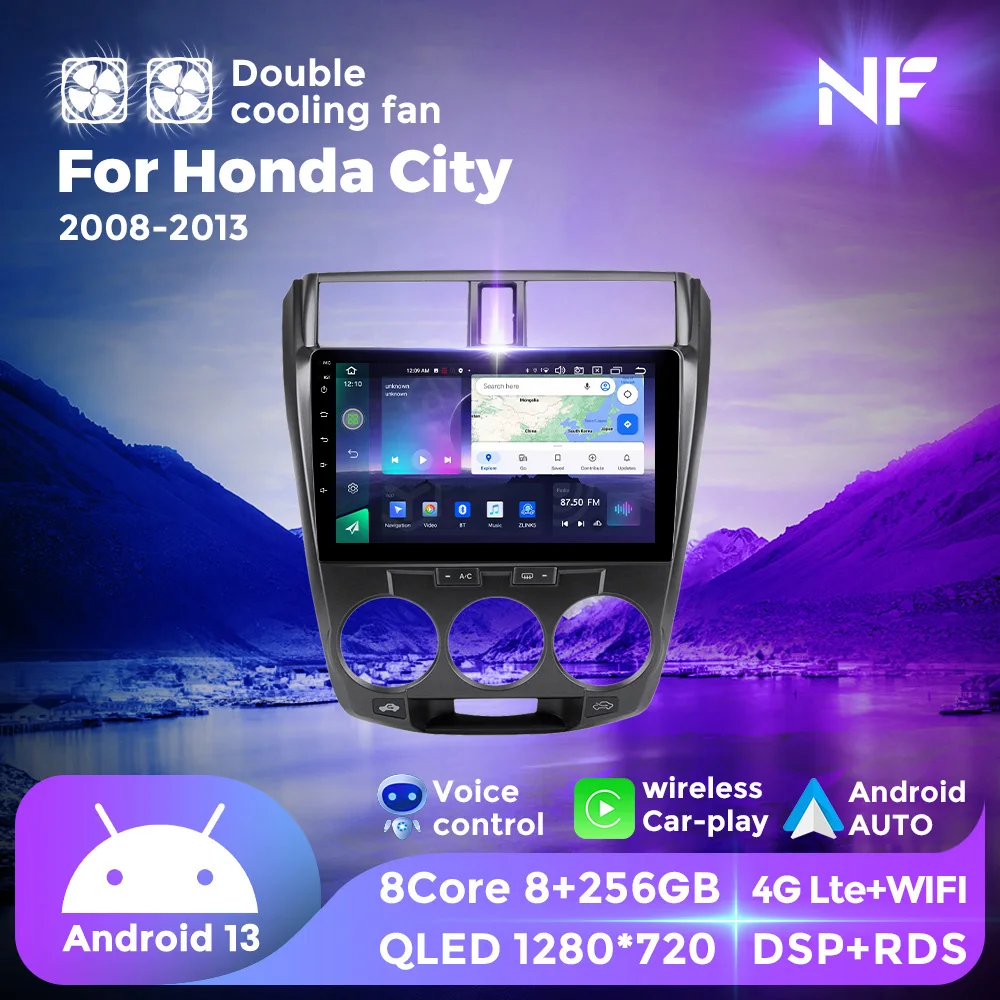 

NF Android 13 QLED Screen Car Radio For Honda City 2008-2013 Autoradio Multimedia Player GPS For Wireless Carplay Android Auto