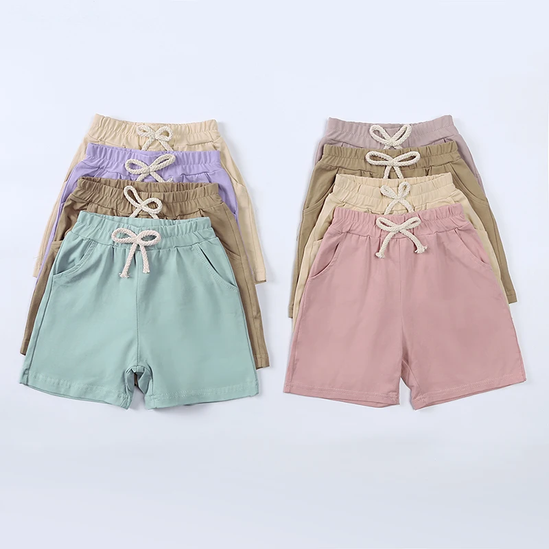 Kids Clothing Set 2025 Infant Boys Girls Summer Sport Clothes Kids Solid Color Cotton Casual O-neck Short Sleeve T-Shirt + Shorts Children Outfits