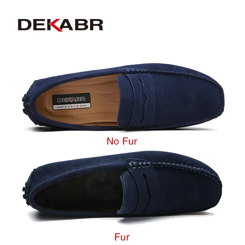 DEKABR Men Casual Shoes Genuine Leather Loafers Moccasins Slip On Flats Driving casual shoes,leather shoes