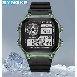 Enhanced Digital Sports Luminous Multifunction Waterproof Wristwatch (Transparent Green)