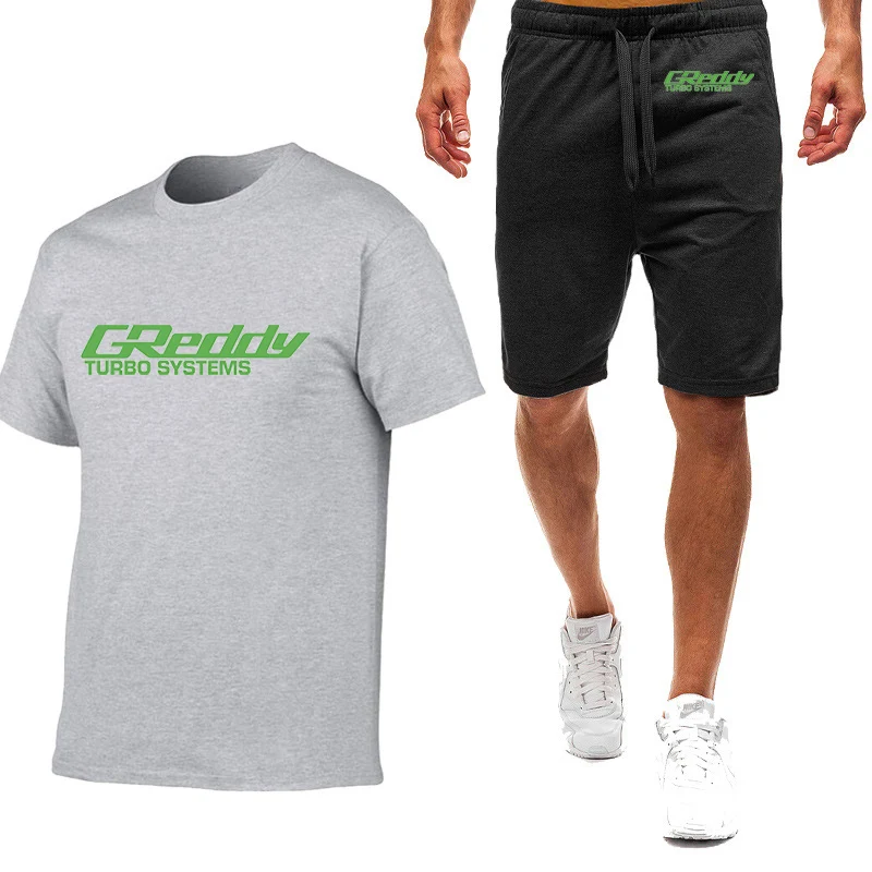 Summer Casual Crewneck T Shirt and Sweatpants Set for Men