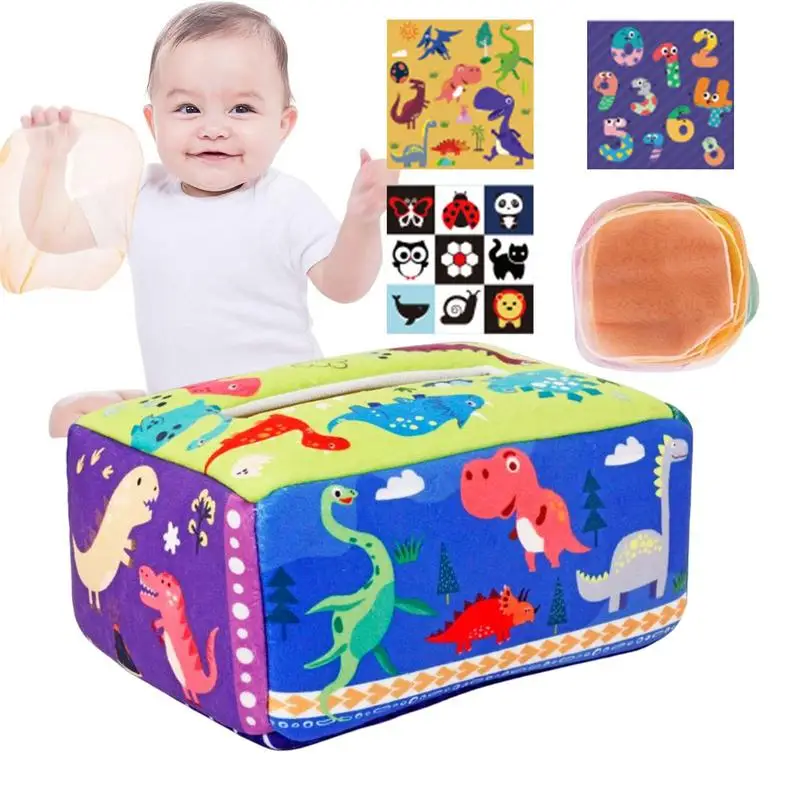 Baby Pull Along Tissue Box Stuffed Crinkle Scarves Montessori Sensory Toy Educational Toys For Babies Infants 6 12 Months