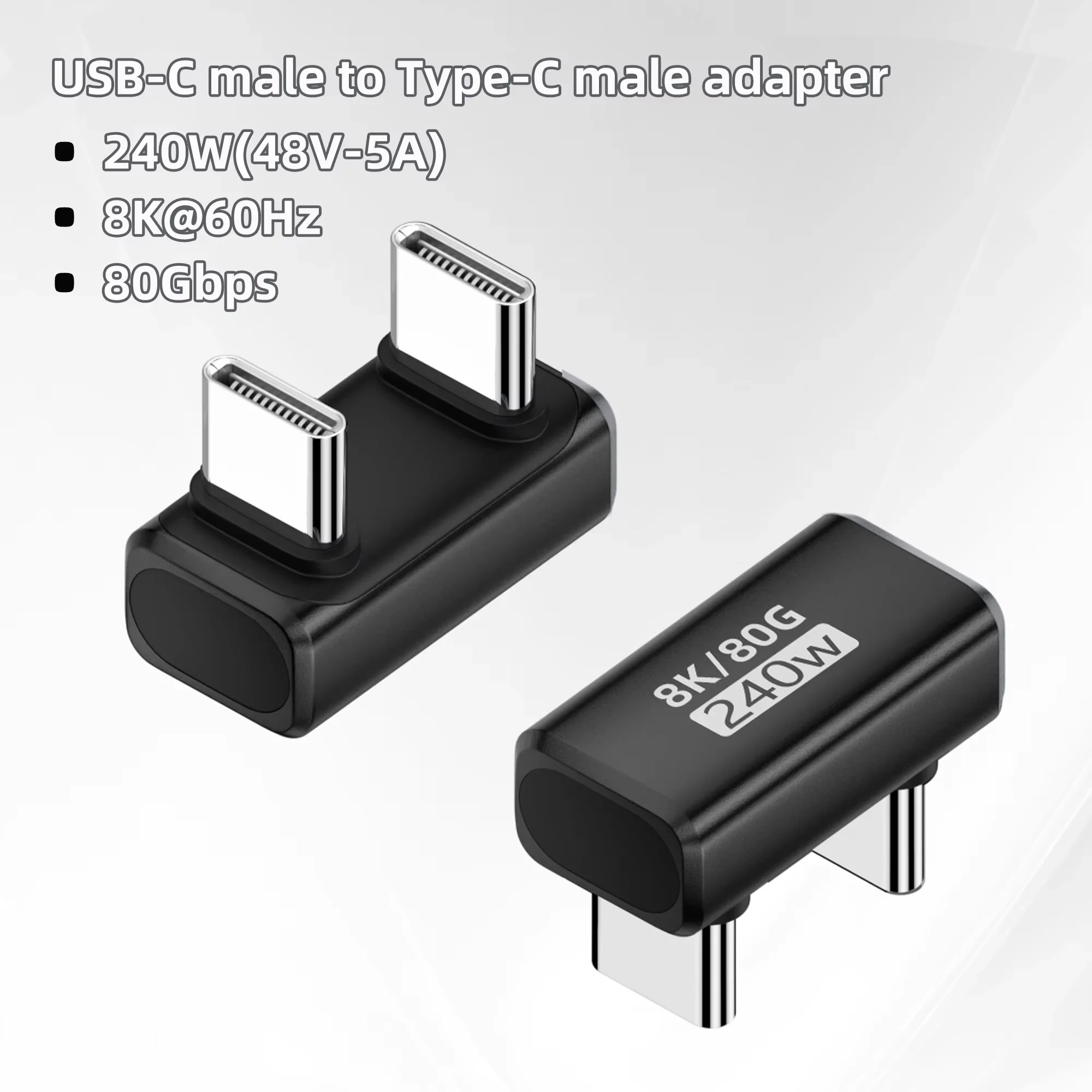 High-Speed USB-C 8K Charger Connector with 240W Power Delivery and 80Gbps Data Transfer Rate