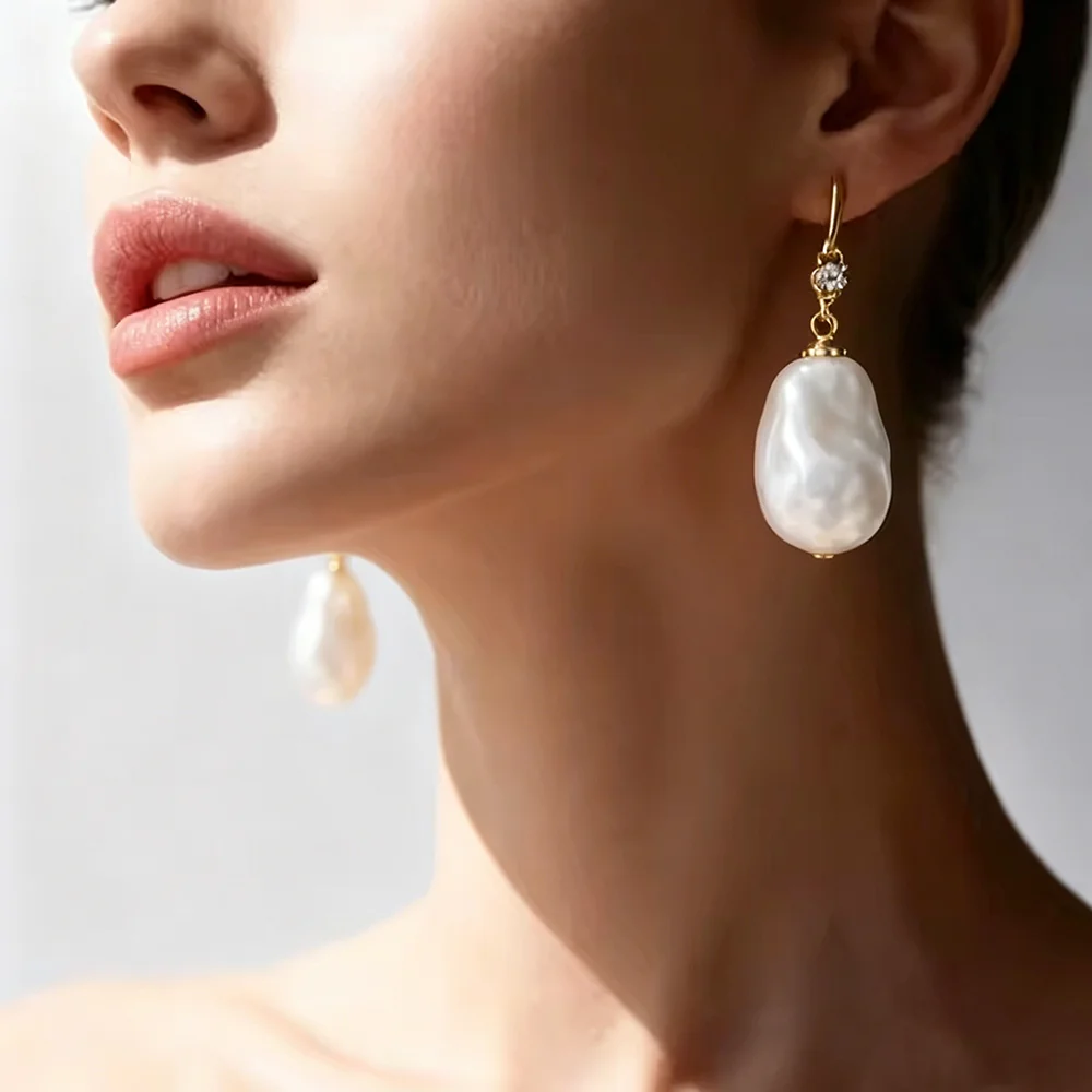 Antique Baroque Pearl Earrings Light Luxury High-end Retro All-match Fashion Elegant Ear Jewelry Cross-border New Arrival