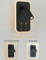 USB Charging Wall Mirror Lights Adjustable LED Wall Sconce Lights Indoor with Switch Modern Reading Lamp with Spotlight  Bedroom 2