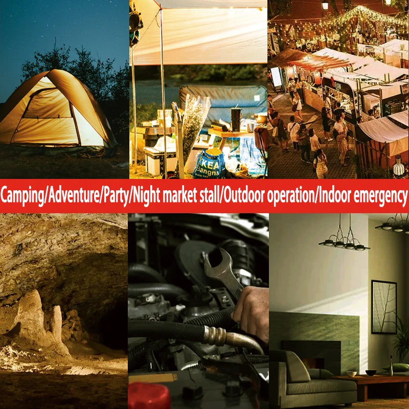 80W Rechargeable LED Camping Strong Light Magnet Zoom Portable Torch Tent Light Emergency Work Maintenance 13500maH