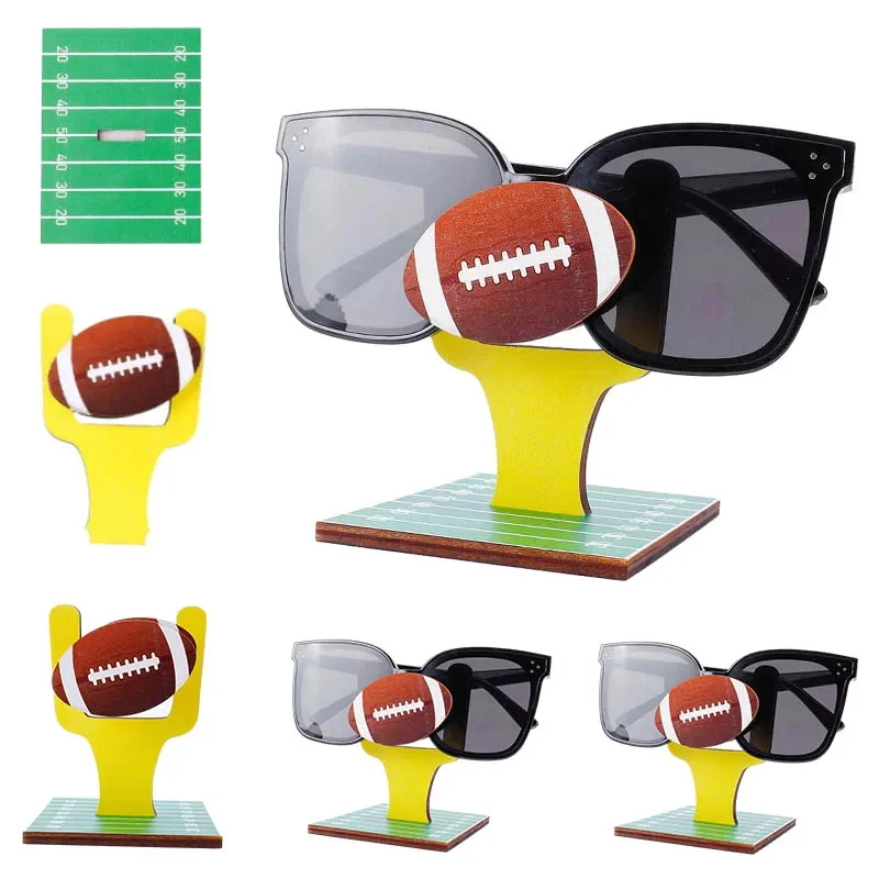 

ncmama 3D Rugby Glasses Shelf Rack Wooden Carving Sunglasses Display Holder Stand Cute Sports Eyeglasses Show Stand Showcase