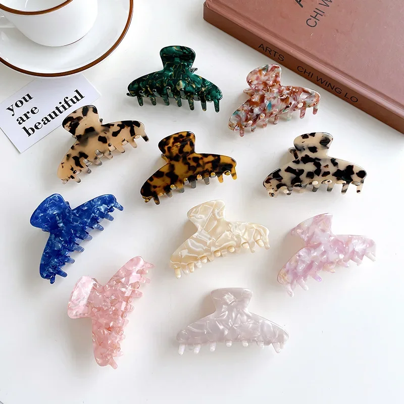 Fresh Girl's Acetic Acid Hairpin Female Grip Headdress Gripper Leopard Marble Print Hair Clips Clamps Hair Accessories mhz2 pneumatic gripper new smc air mhz2 10d mhz2 16d mhz2 20d mhz2 25d mhz2 32d mhz2 40d aluminium clamps finger cylinder