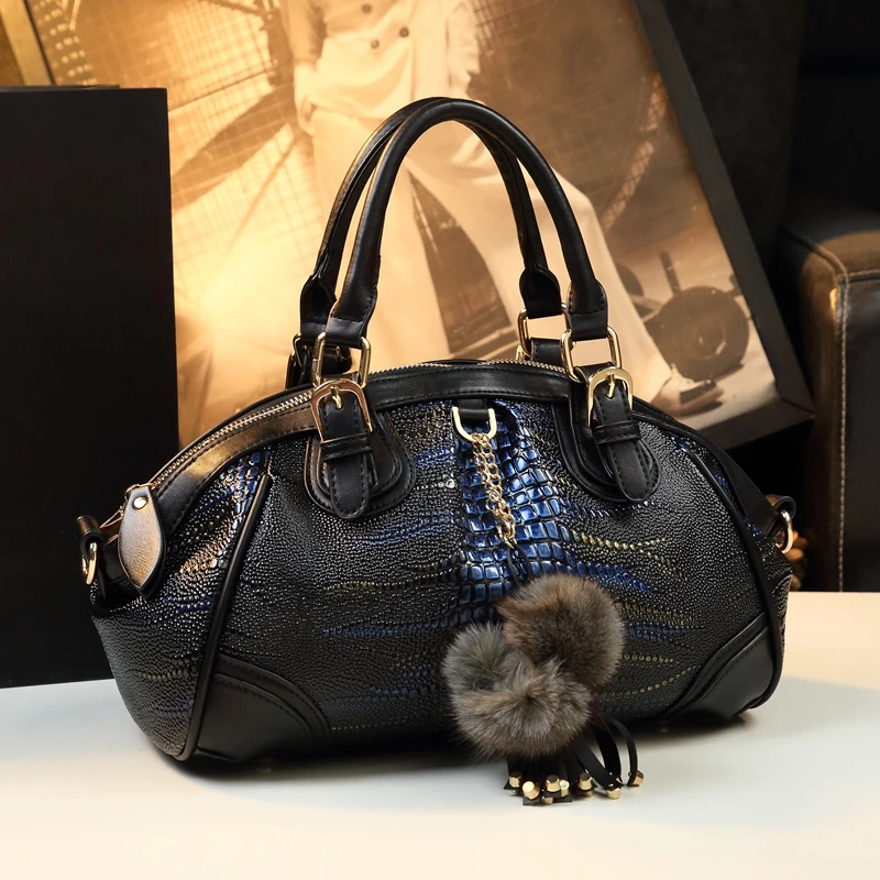 Schlangen muster Leder Damen handtaschen neue Trend Quasten