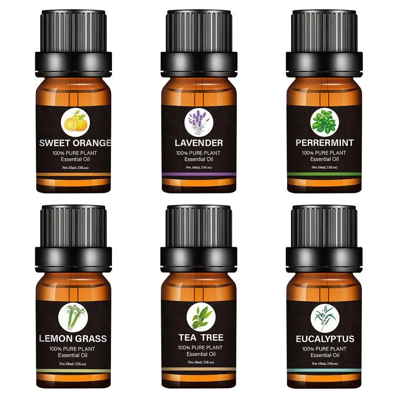 Organic Essential Oils Set Natural Plant Essential Oils Aromatherapy Fragrance Oils Without Additives 6-Pcs Pure Essential Oils