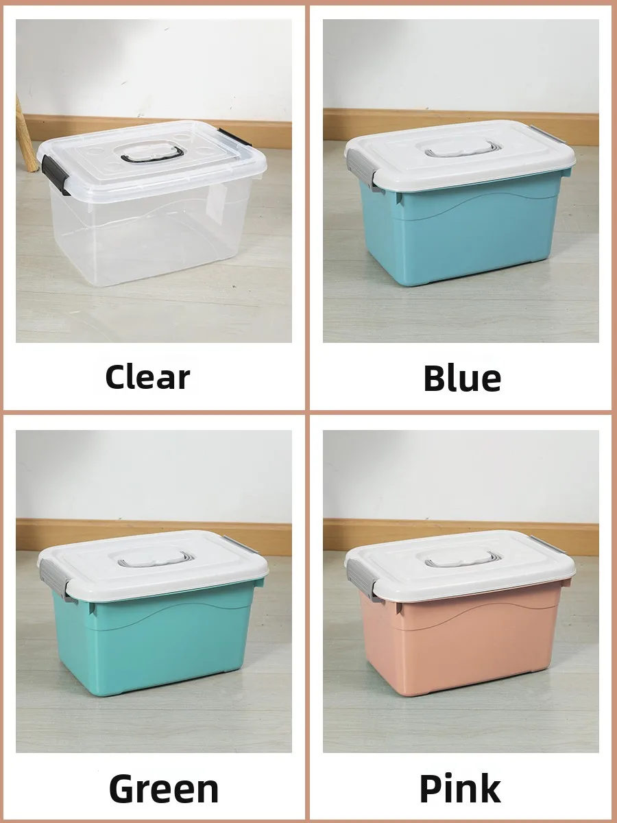 Thiened Transparent Plastic Storage Box Home Clothes Organizer White Box Toy Storage Hand Carry Large Size Box