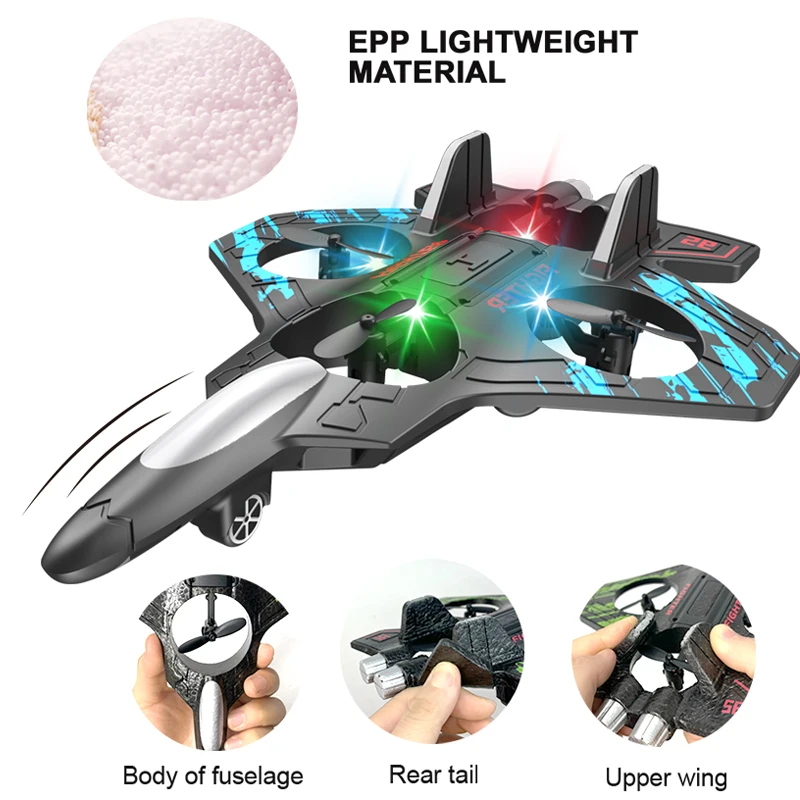 1 Set Rc Airplane Fixed Altitude Drop-Resistant Foam Gravity Glider Special Effects Colorful Lights Quadcopter Drone