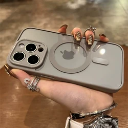 Premium Clear Magnetic Wireless Charging Case with Soft Bumper and Shockproof Hard Cover - iPhone 13 (New Gray)