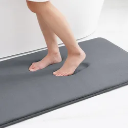 Luxurious Non - slip Memory Foam Bathroom Mat - Ultra Absorbent Soft Bath Rug and Stylish Decor - 80x120cm (Grey)