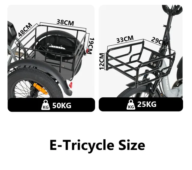Tricycle électrique adulte CYSUM AG1 pro 750W 48V 20Ah Batterie Capacité de charge 50KG Tricycle électrique pliable pour les trajets urbains 1