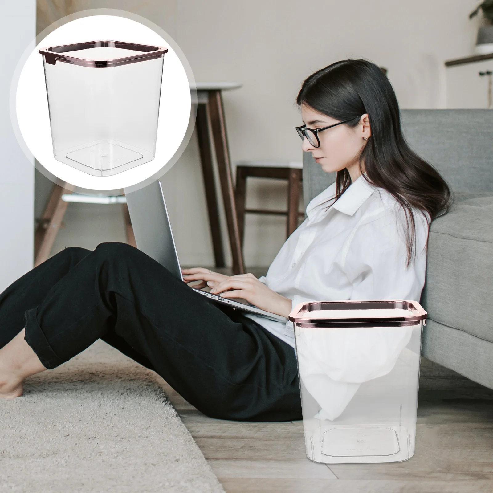 

Clear Trash Can Square Wastebasket Large Garbage Bin Transparent Rubbish Can Wastepaper Container Bin Bedroom Bathroom Home