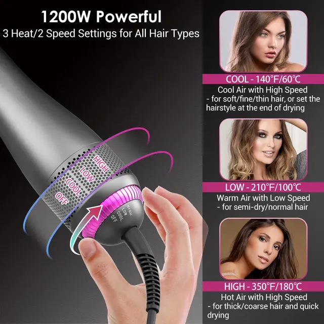 イオン-ヘアドライヤーブラシ,3 in 1,ストレートブラシ,ブロワー