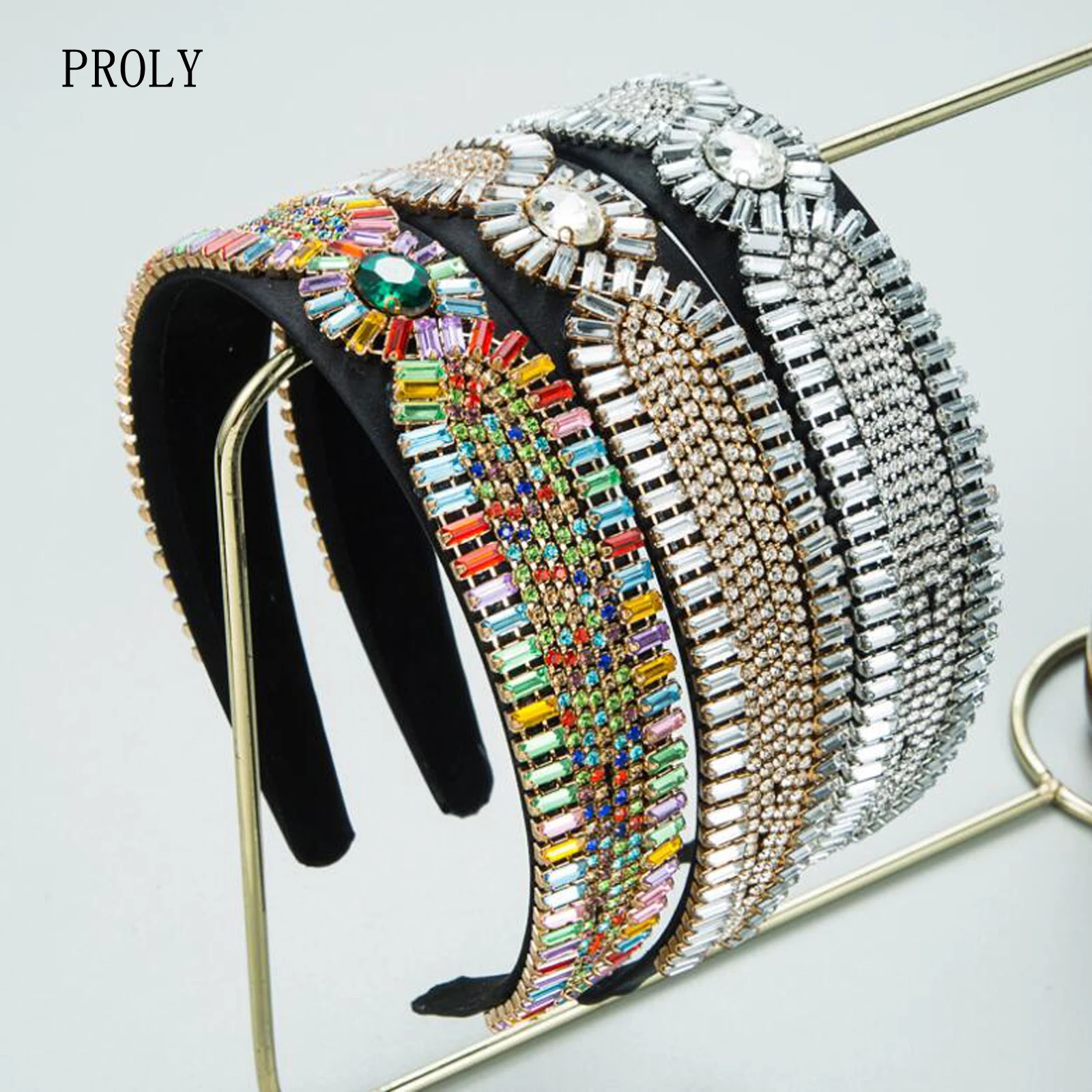 

PROLY New Fashion Women's Hair Accessories Full Rhinestone Paved Headband Shining Luxurious Baroque Hairband Party