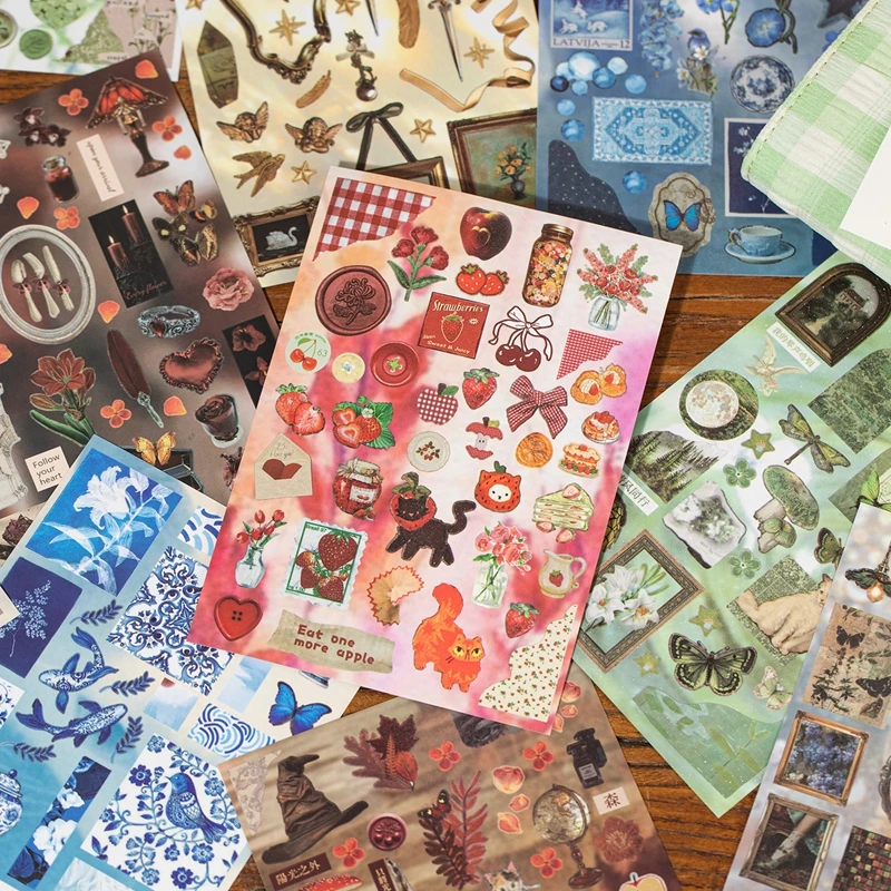30 pagine adesivi decorativi stile retrò libro scrapbooking cassa del telefono diario fai da te materiale collage adesivo regalo - immagine 6
